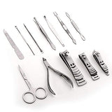 Manicure Pedicure Kit - Set de12 Piezas de Acero Inoxidable con Estuche - Nail Clippers Set of 12Pcs, Professional Grooming Kit, Nail Tools with Travel Case