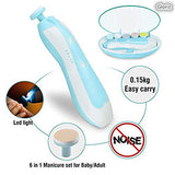 Lima de uñas bebe, GLURIZ Cortaúñas para bebe eléctrico, Pulidor de uñas para bebés, Luz LED, Cortaúñas Versátiles (Azul)