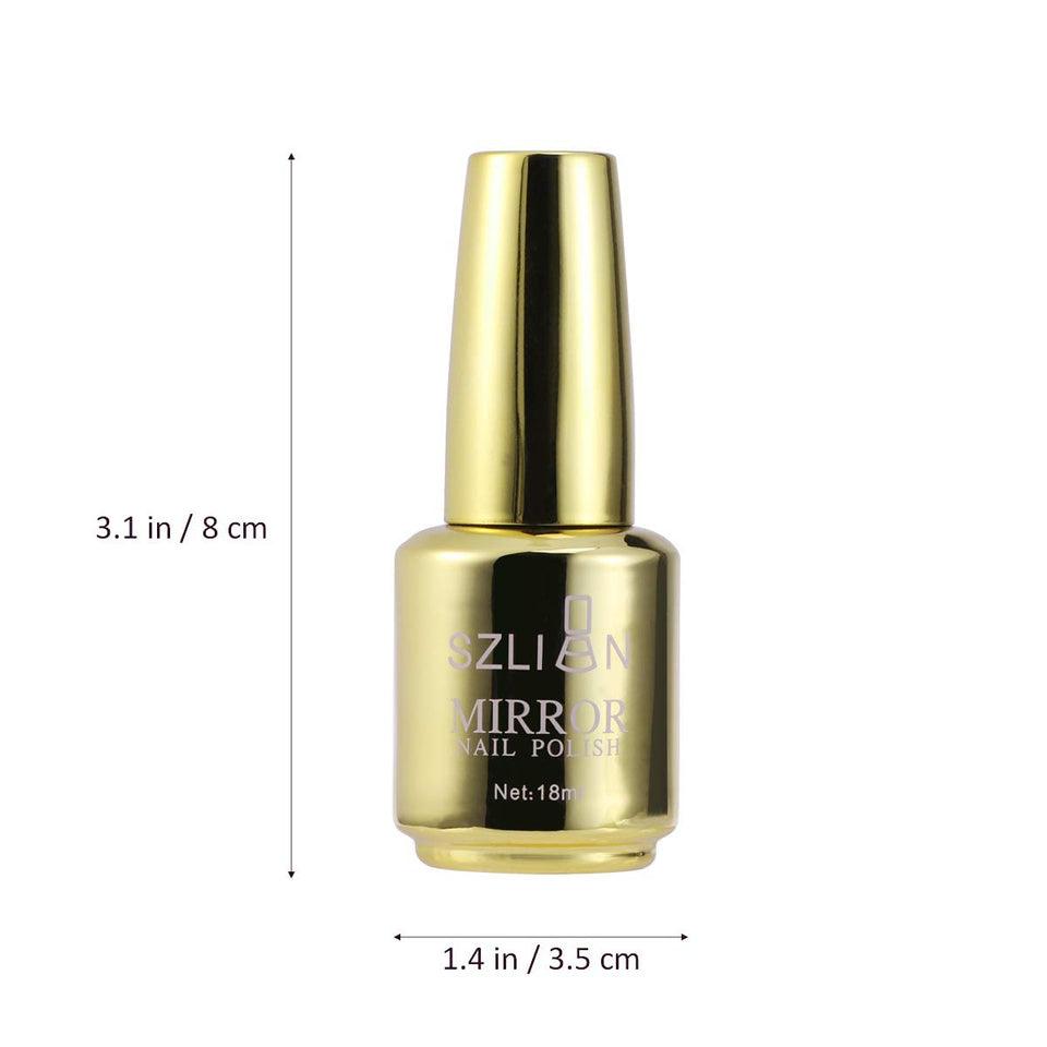 Lurrose Esmalte de uñas con Espejo, Color metálico, Esmalte de uñas, Accesorio de Gel artístico para uñas (1 Dorado)