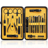 Manicura y Pedicura - BONKEEY 20 en 1 Manicura Set Acero Inoxidable Pedicura Grooming Kit Manicure Pedicure Set Kit para Mujeres y Hombres Profesional Nail Clipper Scissors con Cuero Negro Caso de Viaje