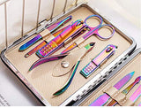 Violet Color Nail Clipper Cutter Trimmer Ear Pick Grooming Kit Manicure Pedicure Set 15 Pcs Nail Tools With Case-Fingernails And Toenails Clippers Gro