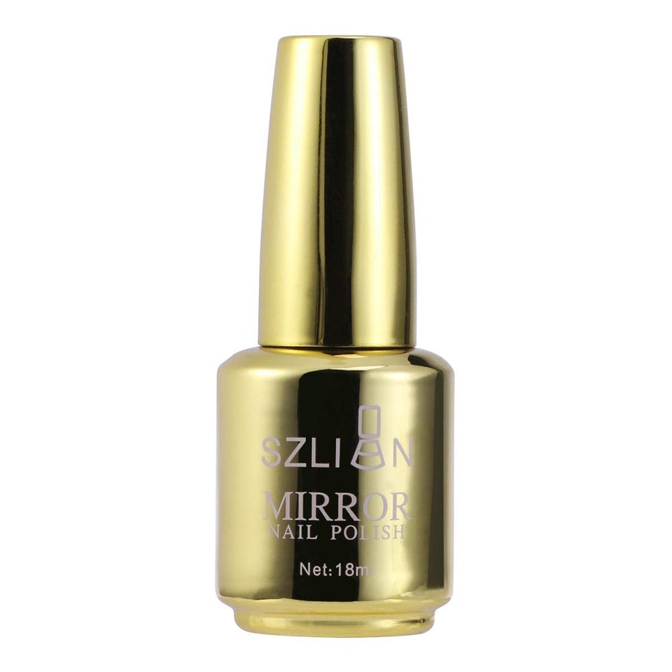 Lurrose Esmalte de uñas con Espejo, Color metálico, Esmalte de uñas, Accesorio de Gel artístico para uñas (1 Dorado)