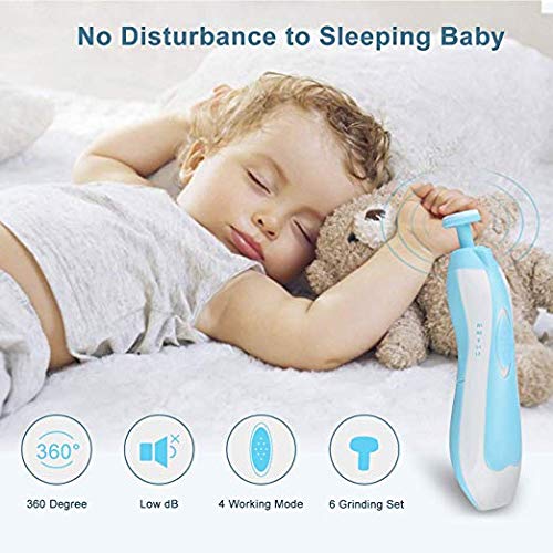 Lima de uñas bebe, GLURIZ Cortaúñas para bebe eléctrico, Pulidor de uñas para bebés, Luz LED, Cortaúñas Versátiles (Azul)