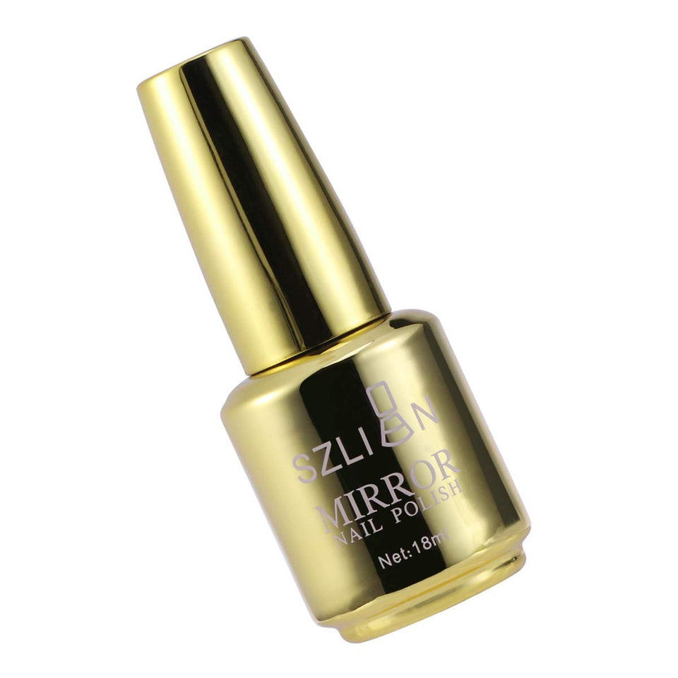 Lurrose Esmalte de uñas con Espejo, Color metálico, Esmalte de uñas, Accesorio de Gel artístico para uñas (1 Dorado)
