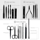 Manicura y Pedicura - BONKEEY 20 en 1 Manicura Set Acero Inoxidable Pedicura Grooming Kit Manicure Pedicure Set Kit para Mujeres y Hombres Profesional Nail Clipper Scissors con Cuero Negro Caso de Viaje