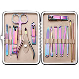 Violet Color Nail Clipper Cutter Trimmer Ear Pick Grooming Kit Manicure Pedicure Set 15 Pcs Nail Tools With Case-Fingernails And Toenails Clippers Gro