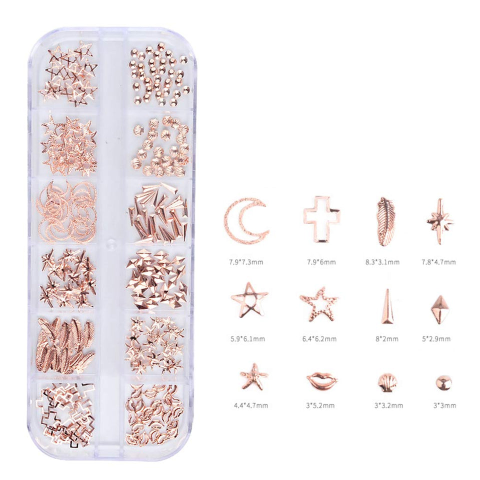Zehui Accesorios de decoración para Las uñas de Belleza,Remaches Metal Nail Art 3D, Tips Decoration Set 3