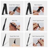 Manicura y Pedicura Kit - WINSUNY 16 en 1 Manicura Set Acero inoxidable Pedicura kit Personal Manicure Pedicure Ear Set Kit para Mujeres y Hombres Profesional Nail Clipper Scissors Grooming Kit con Cuero Negro Caso de Viaje