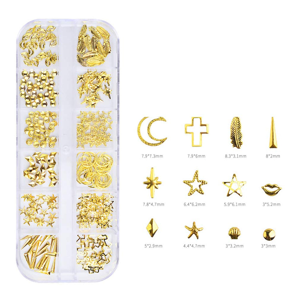 Zehui Accesorios de decoración para Las uñas de Belleza,Remaches Metal Nail Art 3D, Tips Decoration Set 3