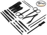 Manicura y Pedicura - 19 en 1 Manicura Set acero inoxidable pedicura kit personal Manicure Pedicure Ear Set Kit para mujeres y hombres profesional nail Clipper Scissors Grooming Kit con cuero negro caso de viaje