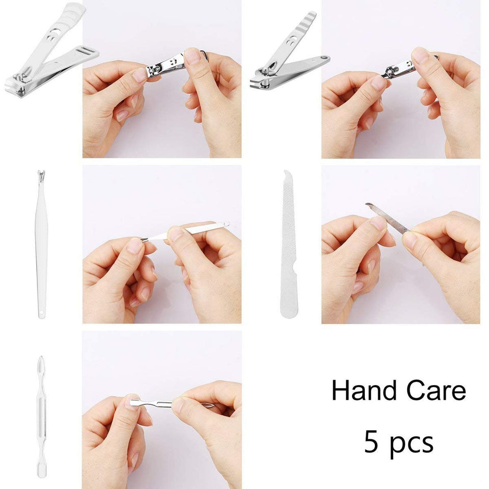 Herramientas de manicura, Sebami juego de cortauñas de 12 Piezas Herramienta Manicura de Acero Inoxidable herramientas de uñas con estuche de cuero