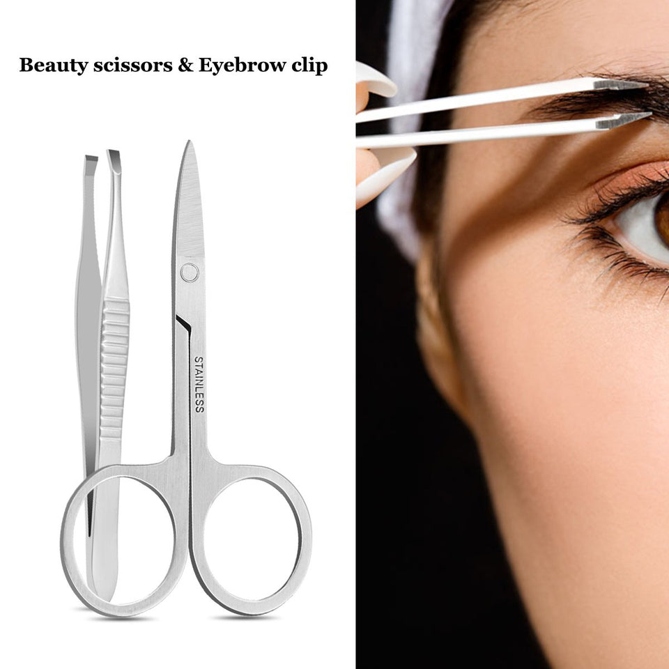 Hanlesi Nail Clippers, 12 piezas de acero inoxidable Grooming Nail Scissors Cuidado personal Manicure Pedicure Ear Set Kit para hombre y mujer