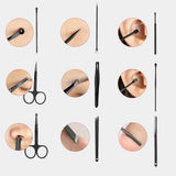Manicura y Pedicura - 19 en 1 Manicura Set acero inoxidable pedicura kit personal Manicure Pedicure Ear Set Kit para mujeres y hombres profesional nail Clipper Scissors Grooming Kit con cuero negro caso de viaje