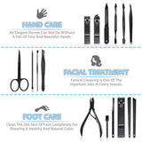 Manicura y Pedicura Kit - WINSUNY 16 en 1 Manicura Set Acero inoxidable Pedicura kit Personal Manicure Pedicure Ear Set Kit para Mujeres y Hombres Profesional Nail Clipper Scissors Grooming Kit con Cuero Negro Caso de Viaje