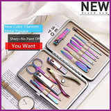 Violet Color Nail Clipper Cutter Trimmer Ear Pick Grooming Kit Manicure Pedicure Set 15 Pcs Nail Tools With Case-Fingernails And Toenails Clippers Gro