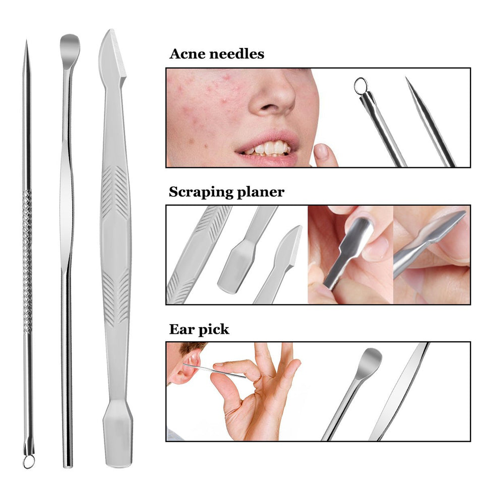 Hanlesi Nail Clippers, 12 piezas de acero inoxidable Grooming Nail Scissors Cuidado personal Manicure Pedicure Ear Set Kit para hombre y mujer