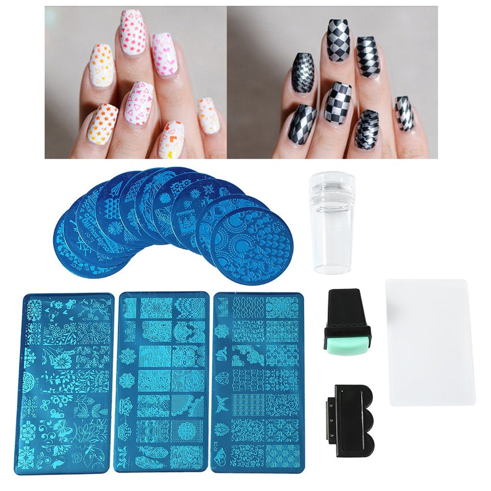 Nail Stamp Plate Nail Art Image Placas De Estampación Steel Stamper Scraper Set Nail Art Tools
