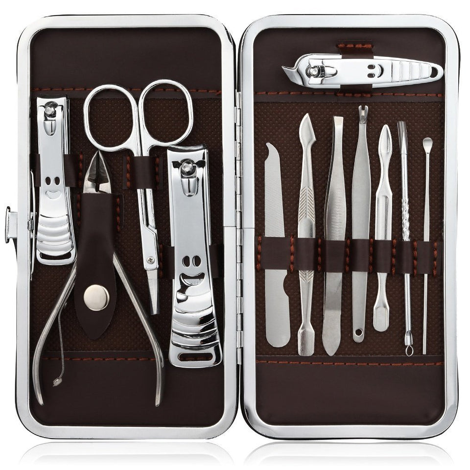Zacro Atención Personal de Acero Inoxidable Cortauñas Manicura Pedicura Ear Pick Set 12 en 1