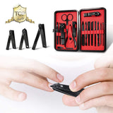 Manicura y Pedicura Kit - WINSUNY 16 en 1 Manicura Set Acero inoxidable Pedicura kit Personal Manicure Pedicure Ear Set Kit para Mujeres y Hombres Profesional Nail Clipper Scissors Grooming Kit con Cuero Negro Caso de Viaje