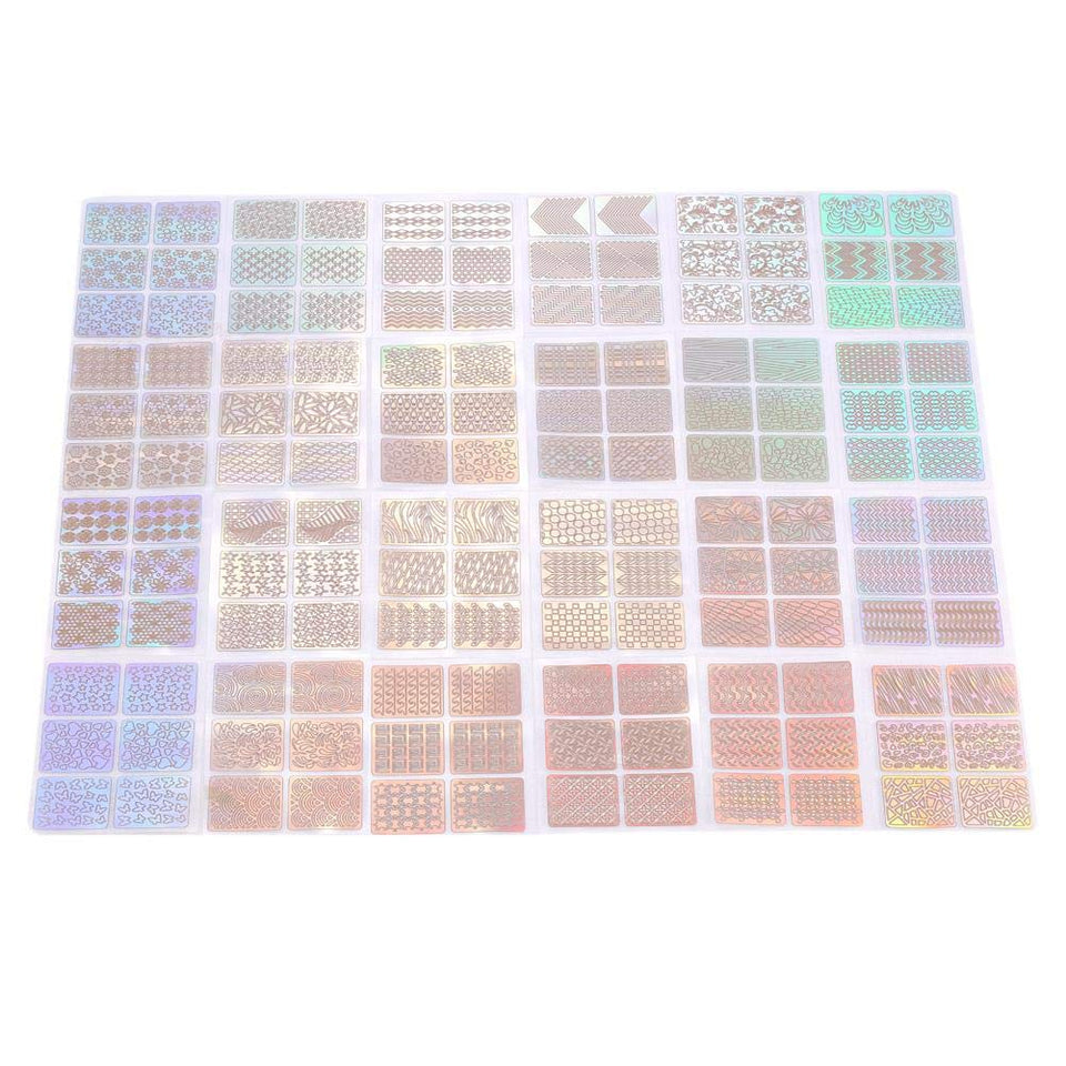 24 pcs DIY Calcomanías de Arte Uñas, Manicura calcomanía decoración herramienta con diseño de hojas de vinilo y la plantilla, Plantillas pegatinas equipos para decoraciones dibujo