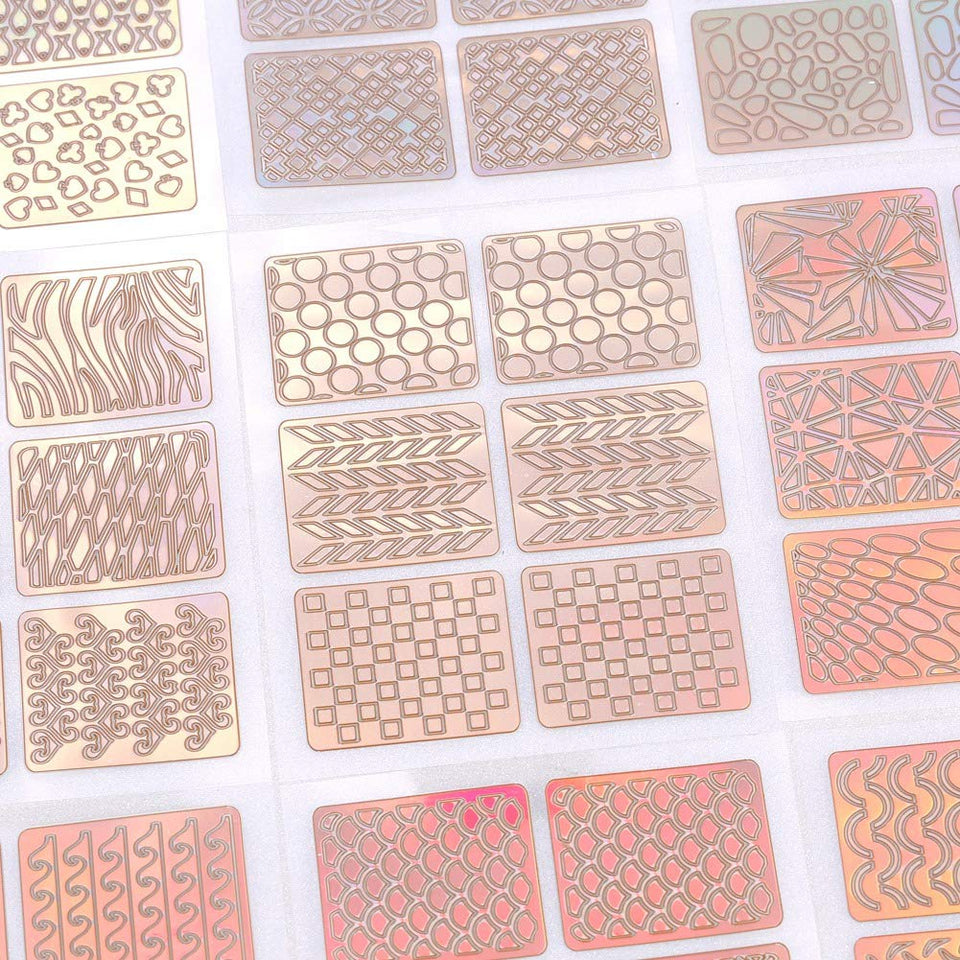 24 pcs DIY Calcomanías de Arte Uñas, Manicura calcomanía decoración herramienta con diseño de hojas de vinilo y la plantilla, Plantillas pegatinas equipos para decoraciones dibujo