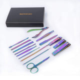 Violet Color Nail Clipper Cutter Trimmer Ear Pick Grooming Kit Manicure Pedicure Set 15 Pcs Nail Tools With Case-Fingernails And Toenails Clippers Gro